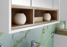 Badezimmerspiegelschrank >Milano< in Weiß-Wildeiche - 80x72x21 (BxHxT)