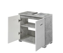 Waschbeckenunterschrank >Peter< in Weiß Hochglanz aus MDF - 60x57x31cm (BxHxT)
