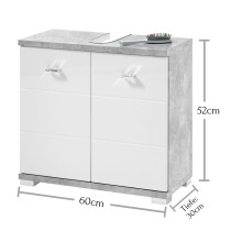 Waschbeckenunterschrank >Peter< in Weiß Hochglanz aus MDF - 60x57x31cm (BxHxT)