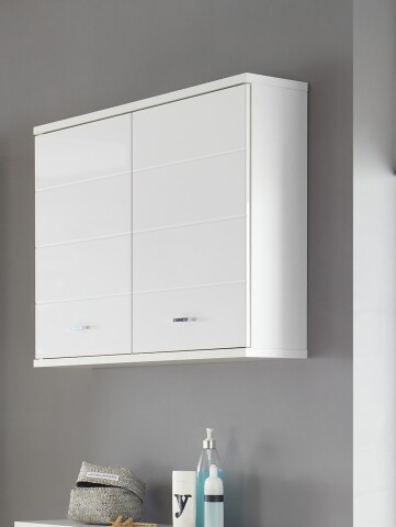 Hängeschrank >Peter< in Weiß Hochglanz aus MDF - 76x71x23cm (BxHxT)