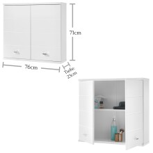 Hängeschrank >Peter< in Weiß Hochglanz aus MDF - 76x71x23cm (BxHxT)