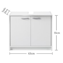 Waschbeckenunterschrank >Smash< in Weiß matt aus MDF - 63x55x29cm (BxHxT)