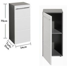 Badkommode >Gloss< in Weiß-Anthrazit - 34x72x31 (BxHxT)