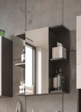 Badezimmerspiegelschrank >Gloss< in Anthrazit - 60x71x20 (BxHxT)