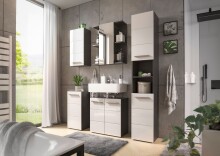 Badezimmer-Set >Gloss< in Weiß-Anthrazit -...