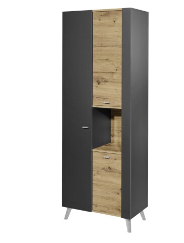 Hochschrank >Line< in Anthrazit-Eiche Artisan Nachbildung - 76x191x31 (BxHxT)