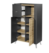 Badkommode >Line< in Anthrazit-Eiche Artisan Nachbildung - 78x126x40 (BxHxT)