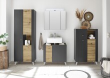Badkommode >Line< in Anthrazit-Eiche Artisan Nachbildung - 78x126x40 (BxHxT)