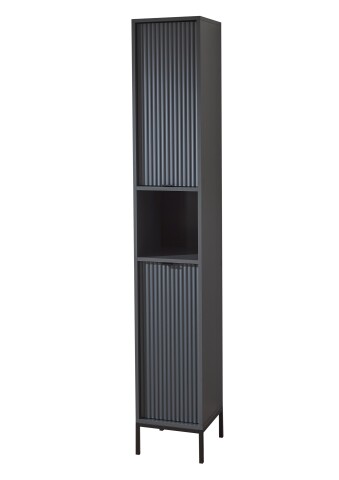 Hochschrank >Lucera< in Grau aus Grau matt MDF Tiefzieh - 32x192x32cm (BxHxT)