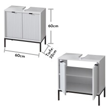 Waschbeckenunterschrank >Lucera< in Weiß aus Weiß-MDF - 60x60x32cm (BxHxT)
