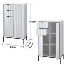 Badkommode >Lucera< in Weiß aus Weiß-MDF - 60x106x32cm (BxHxT)