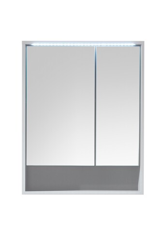 Badezimmerspiegelschrank >Lucera< in Weiß aus Glas - 60x75x20cm (BxHxT)