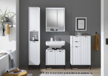 Badezimmerspiegelschrank >Lucera< in Weiß aus Glas - 60x75x20cm (BxHxT)