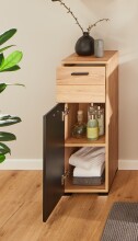 Badkommode >Riom< in Eiche Artisan-Schwarz matt - 30x86x37 (BxHxT)