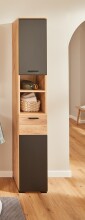 Hochschrank >Riom< in Eiche Artisan-Schwarz matt -...