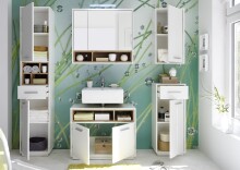 Badezimmer-Set >Milano< in Weiß-Wildeiche Optik - 156x190x40 (BxHxT)