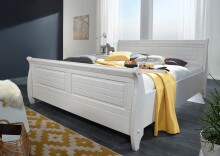Bett >SZ-0132< in weiß aus Kiefer massiv -...