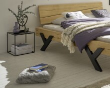 WORB Modernes Massivholzbett 180x200 - Komfortables & hochwertiges Balkenbett aus massiver Fichte - 202 x 85 x 230 cm (B/H/T)
