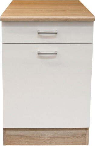 Unterschrank >Ailina< in Sonoma-Eiche / weiß, Holzwerkstoff - 50x90x60cm (BxHxT)