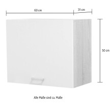 Hängeschrank >Ailina< in Sonoma-Eiche / weiß, Holzwerkstoff - 60x50x31cm (BxHxT)