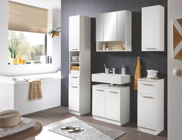 Badezimmer-Set >Burke< in weiß, Holzwerkstoff - 166x196x33cm (BxHxT)