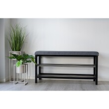 Schuhbank >Padova< in Grau, Stoff - 34x50x100cm (BxHxT)