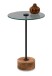 Beistelltisch >Pori< in Schwarz, Akaziefarben, Holz, Metall, Glas - 53x35 (HxD)