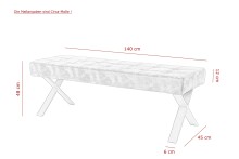 Sitzbank >Dosi-I< in Vintage braun, Metall / Softex - 140x48x45cm (BxHxT)