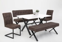 Sitzbank >Dosi-I< in Vintage braun, Metall / Softex - 140x48x45cm (BxHxT)