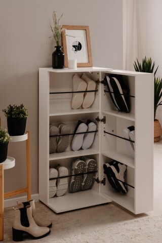 Schuhschrank >Satos< in weiß - 50x105x34cm (BxHxT)