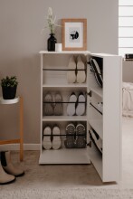 Schuhschrank >Satos< in weiß - 50x105x34cm (BxHxT)