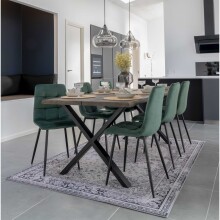 Polsterstuhl >Middelfart< (2er-Set) in Dunkelgrün, Velour - 44x86x55cm (BxHxT)