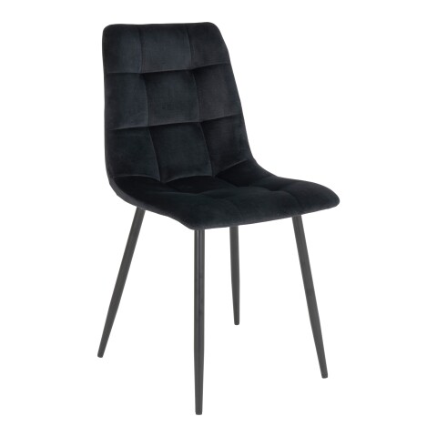 Polsterstuhl >Middelfart< (2er-Set) in Schwarz, Velour - 44x86x55cm (BxHxT)