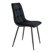 Polsterstuhl >Middelfart< (2er-Set) in Schwarz, Velour - 44x86x55cm (BxHxT)