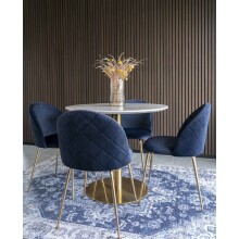 Polsterstuhl >Geneva< (2er-Set) in Blau, Velour - 51x78x52cm (BxHxT)