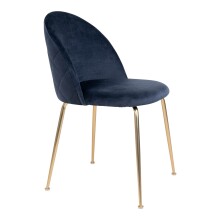 Polsterstuhl >Geneva< (2er-Set) in Blau, Velour - 51x78x52cm (BxHxT)