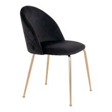 Polsterstuhl >Geneva< (2er-Set) in Schwarz, Velour - 51x78x52cm (BxHxT)