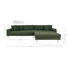 Ecksofa >Lido< in Olivgrün, Stoff - 290x76x92cm (BxHxT)