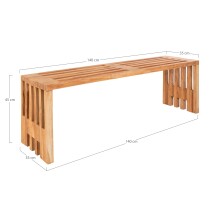 Sitzbank >Benidorm< in Braun, Teak - 140x48x35cm (BxHxT)