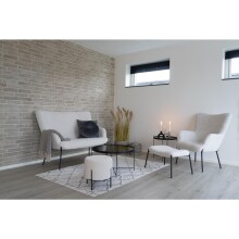 Pouf >Alford< in Weiss, Stoff - 35,5x37x35,5cm (BxHxT)