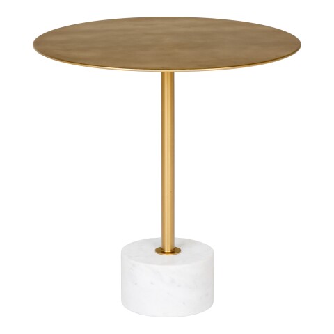Beistelltisch >Lecco< in Messing, Marmor - 51x52x51cm (BxHxT)