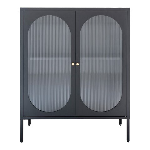Standvitrine >Adelaide< in Schwarz, Metall - 90x110x35cm (BxHxT)