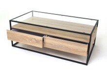 Couchtisch >2073< in Sonoma Eiche, Glas - 110x42cm...