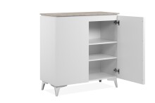Kommode >Bertrix< in Sandstein / weiß - 88x92x40cm (BxHxT)