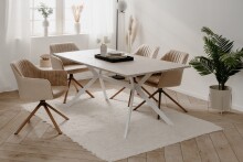 Esstisch >Onex< in Sandstein / weiß - 180x75x90cm (BxHxT)