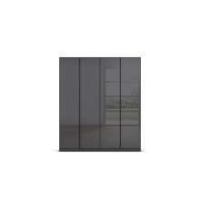 Drehtürenschrank >Monostar< in Glas basalt / grau metallic - 181x210x54 (BxHxT)