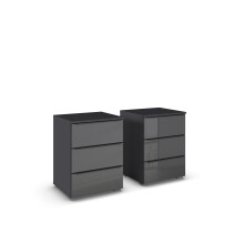 Nachtkommode >Monostar< (2er-Set) in Glas basalt /...