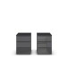 Nachtkommode >Monostar< (2er-Set) in Glas basalt / grau metallic