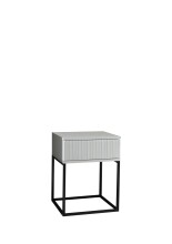 MARLE Nachttisch in Weiß - Moderner Nachtschrank mit Schublade und schwarzem Metallgestell - 40 x 52 x 38,5 cm (B/H/T)