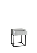 MARLE Nachttisch in Weiß - Moderner Nachtschrank mit Schublade und schwarzem Metallgestell - 40 x 52 x 38,5 cm (B/H/T)